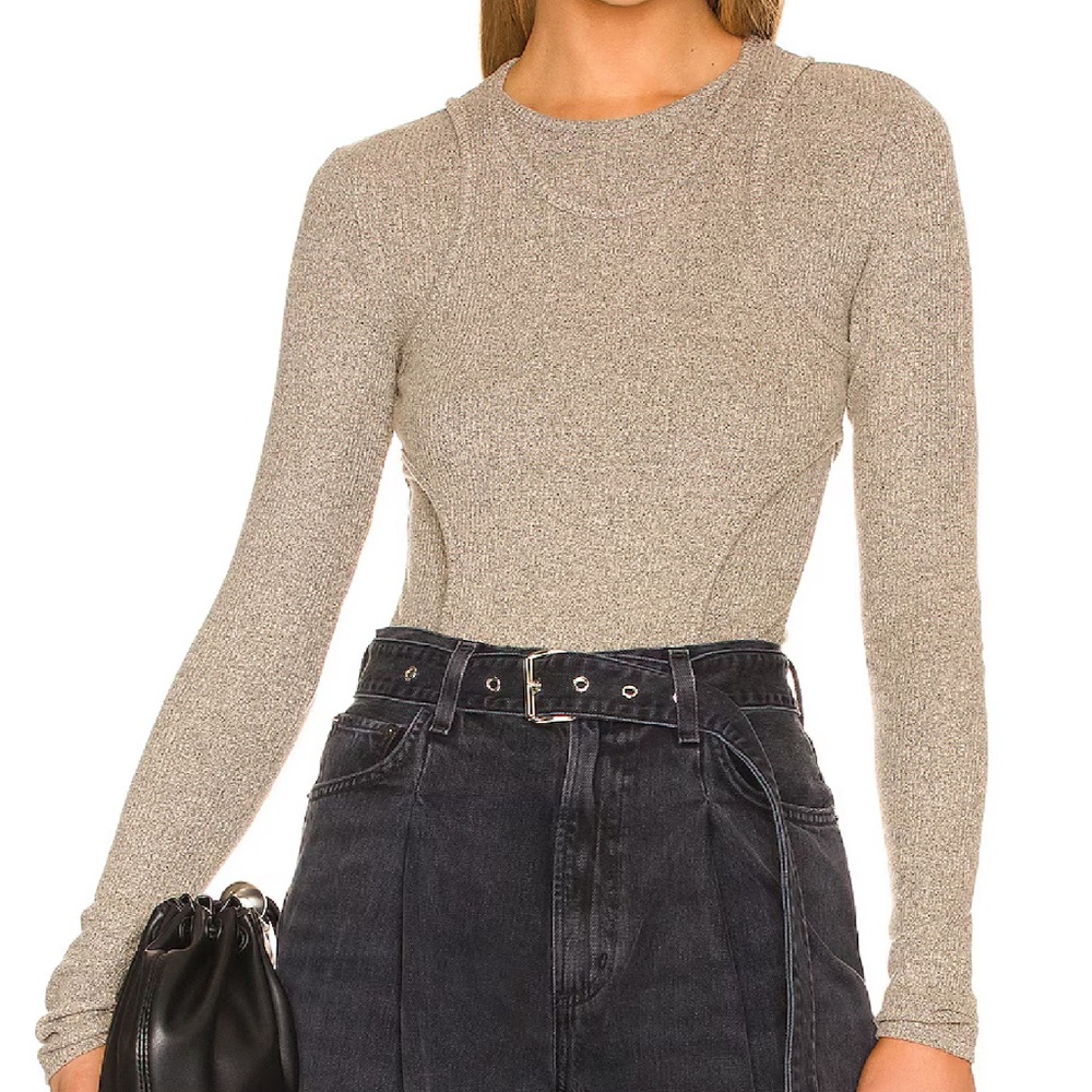 AGOLDE TUVA LONG SLEEVE DOUBLE LAYER BODYSUIT - MEDIUM